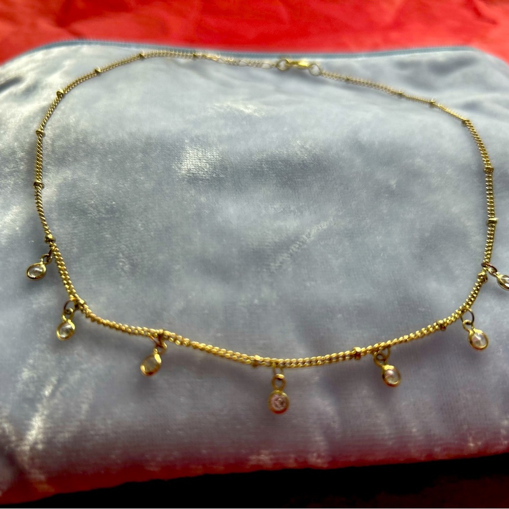 Gold plated necklace with crystals